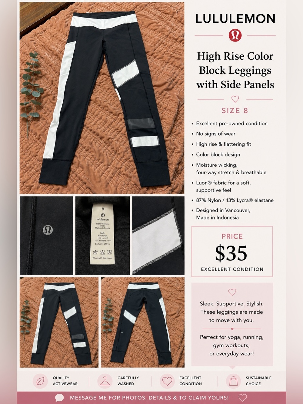 lululemon athletica Black and White Colorblock women's Joggers